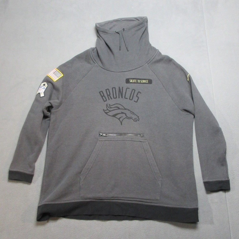 Denver Broncos Nike Sweatshirt Womens XL Gray Salute To Service Cowl Neck NFL